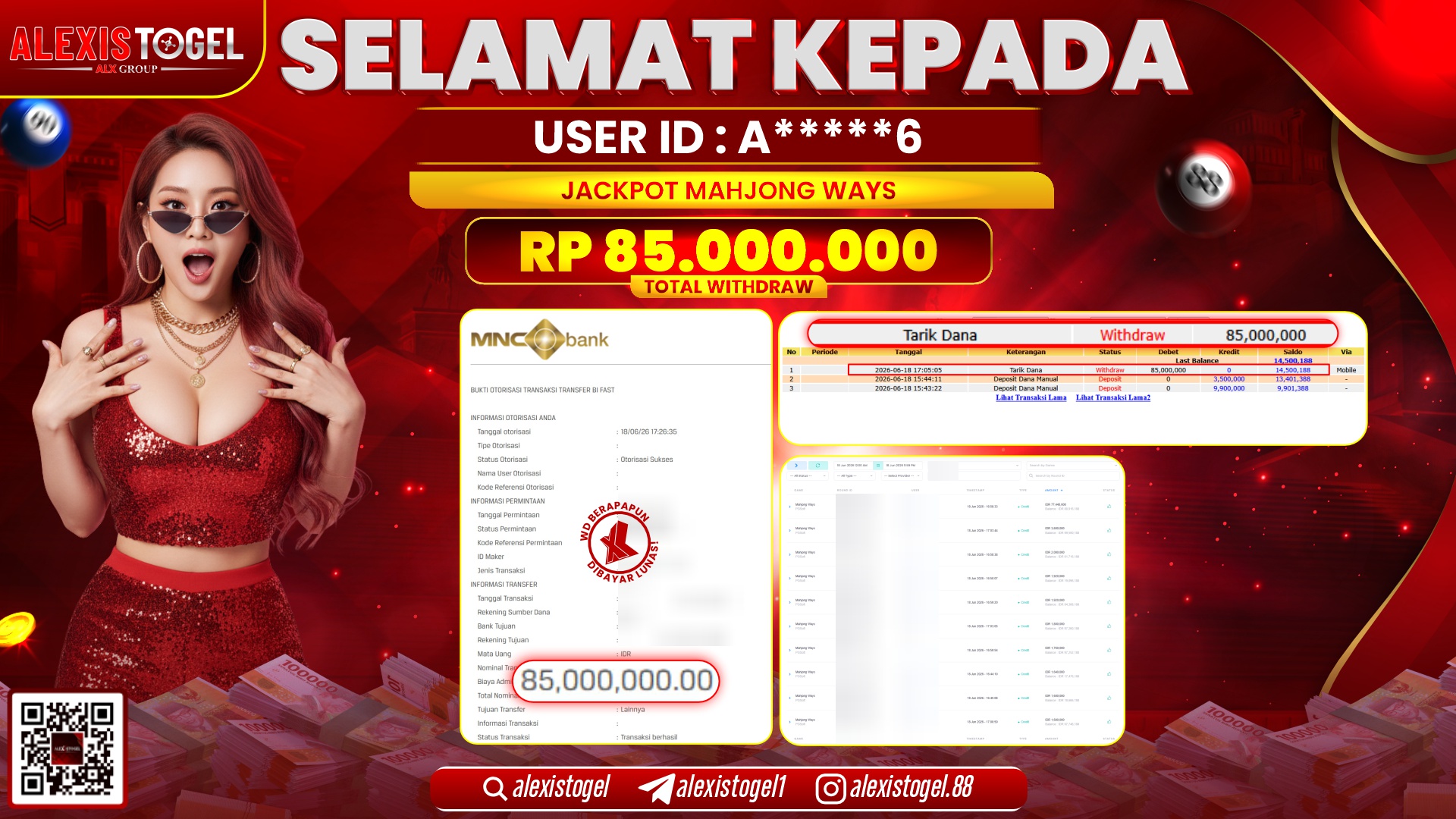 ALEXISTOGEL JACKPOT DI MAHJONG WAYS RP.85.000.000,- LUNAS