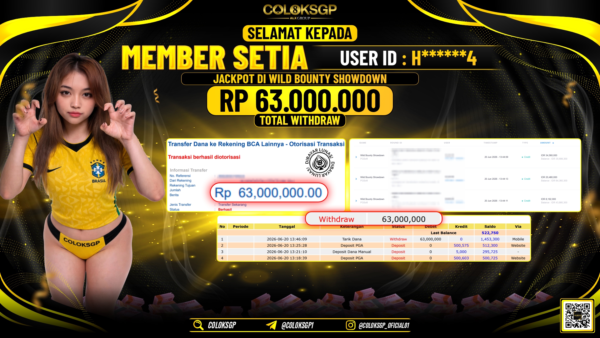 COLOKSGP JACKPOT PGSOFT - WILD BOUNTY SHOWDOWN RP63.000.000,- LUNAS