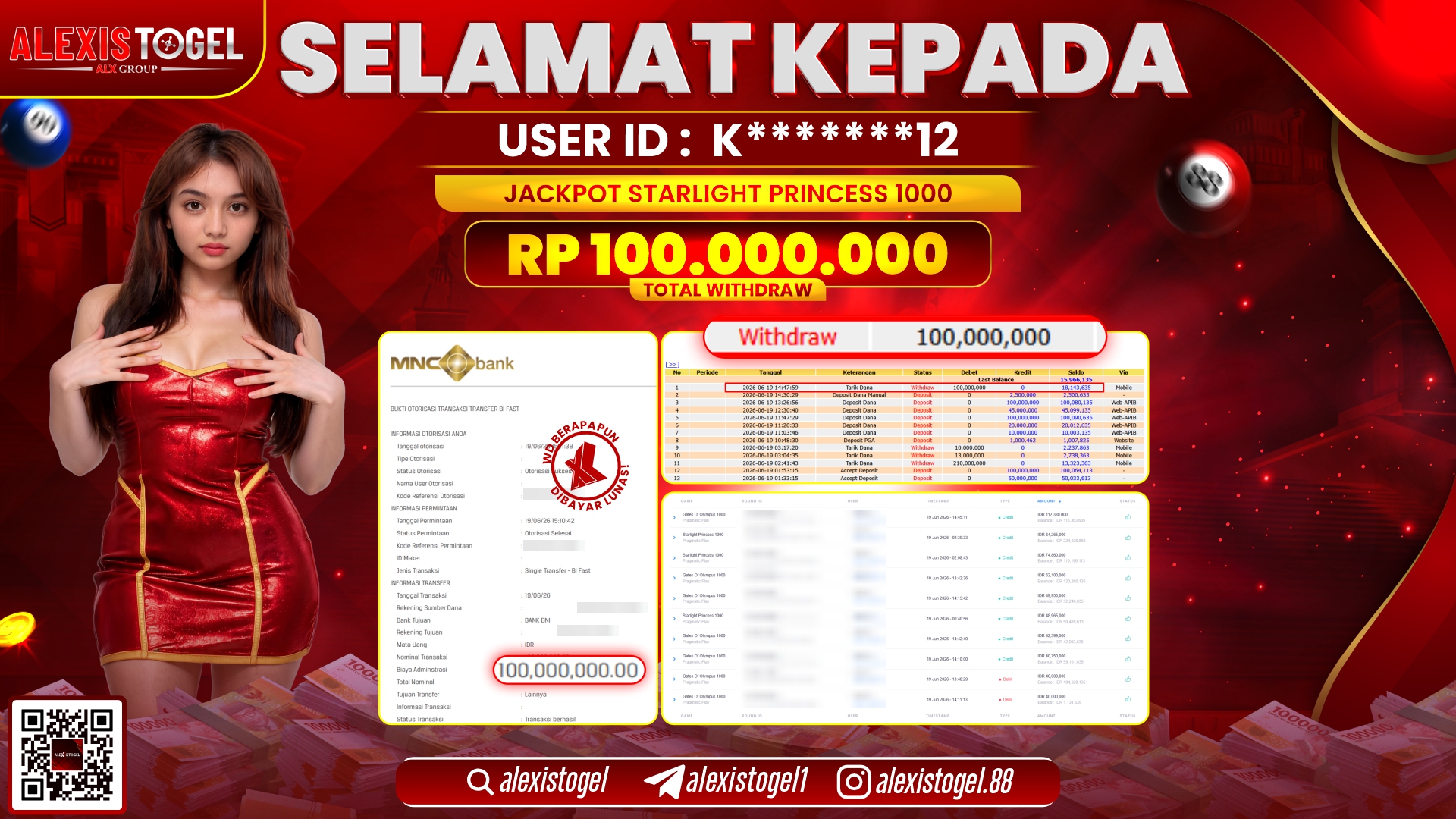 ALEXISTOGEL JACKPOT DI STARLIGHT PRINCESS 1000 RP.100.000.000,- LUNAS