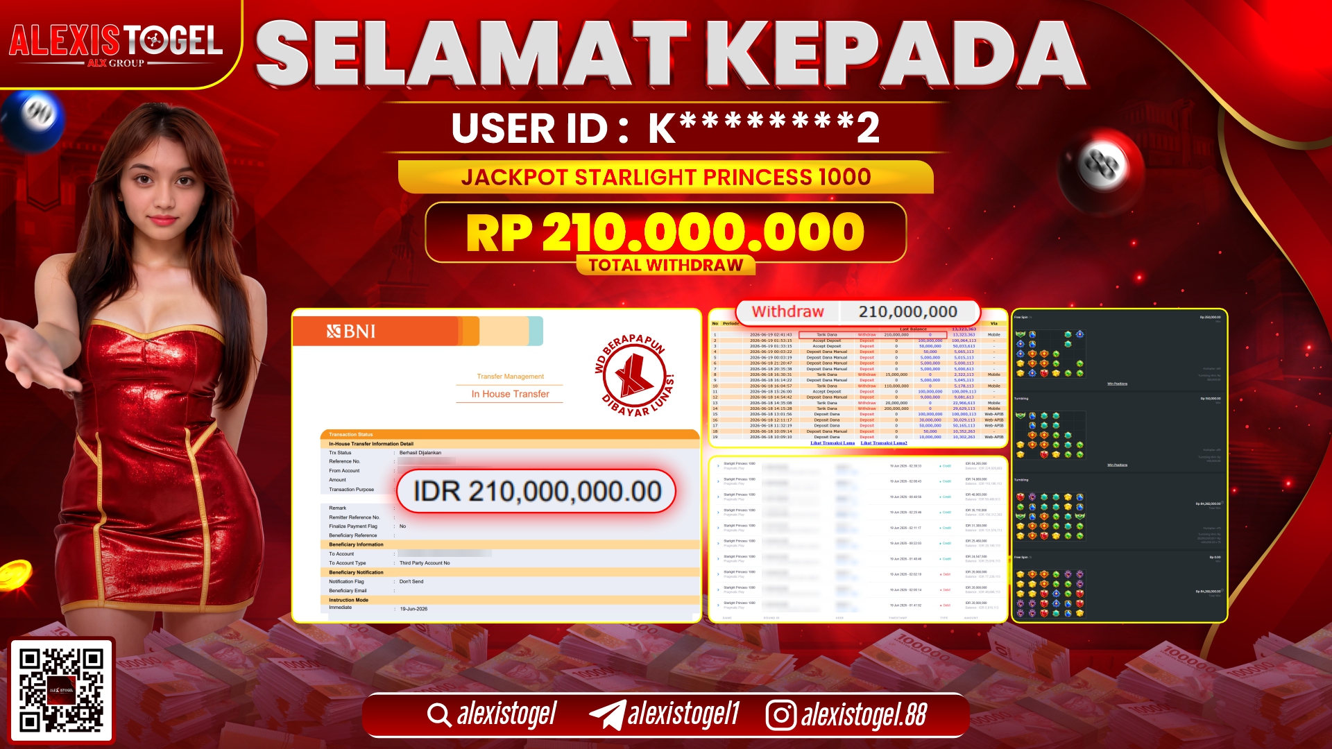 ALEXISTOGEL JACKPOT DI STARLIGHT PRINCESS 1000 RP.210.000.000,- LUNAS