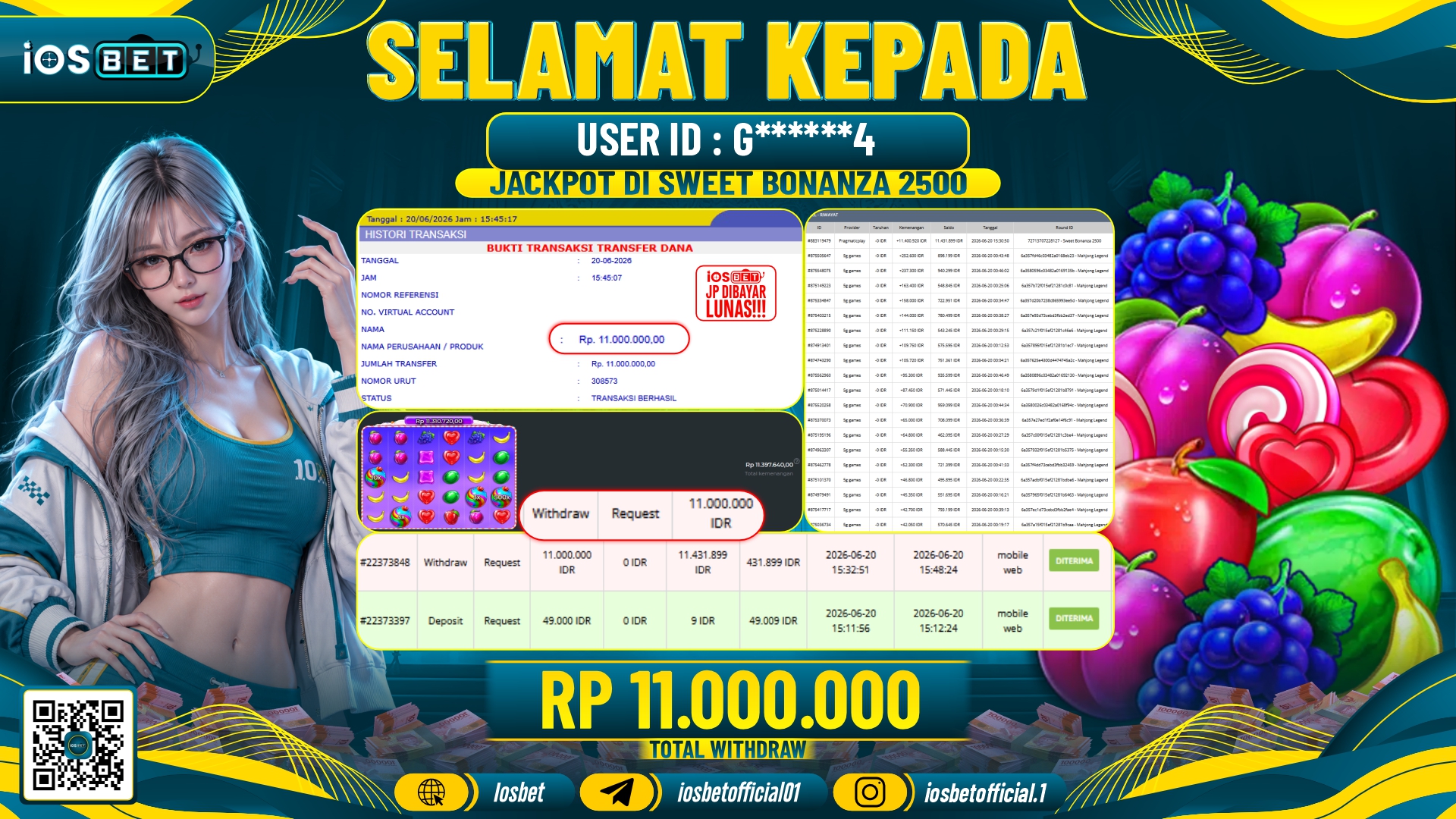 Bukti Pembayaran LUNAS SLOT GAME GACOR Rp.11.000.000,-