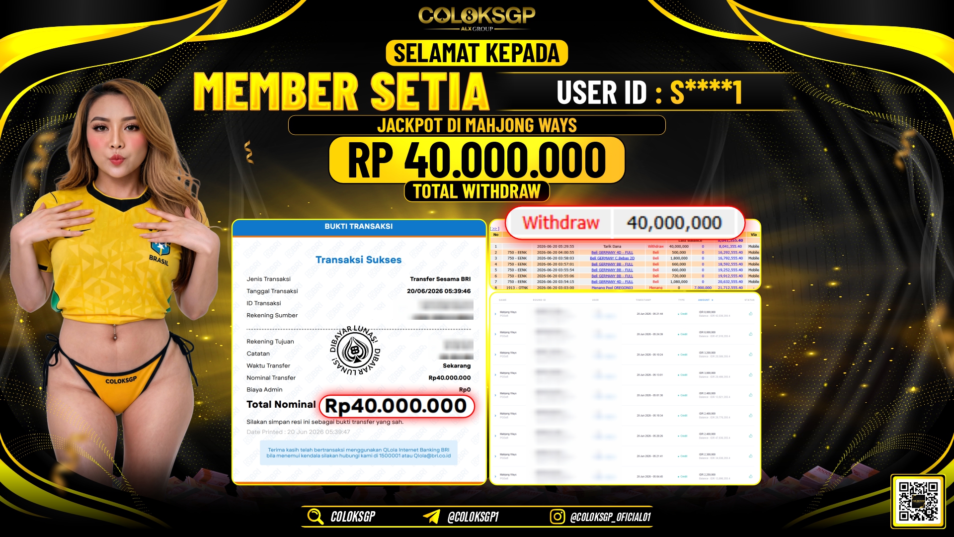 COLOKSGP JACKPOT PGSOFT - MAHJONG WAYS RP40.000.000,- LUNAS