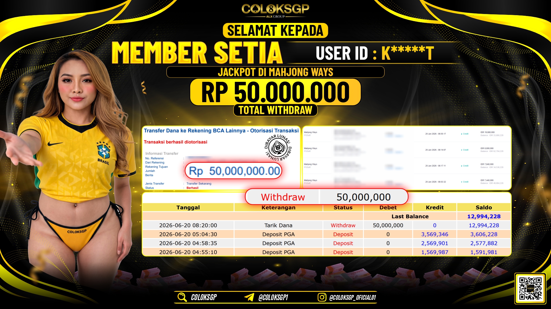 COLOKSGP JACKPOT PGSOFT - MAHJONG WAYS RP50.000.000,- LUNAS