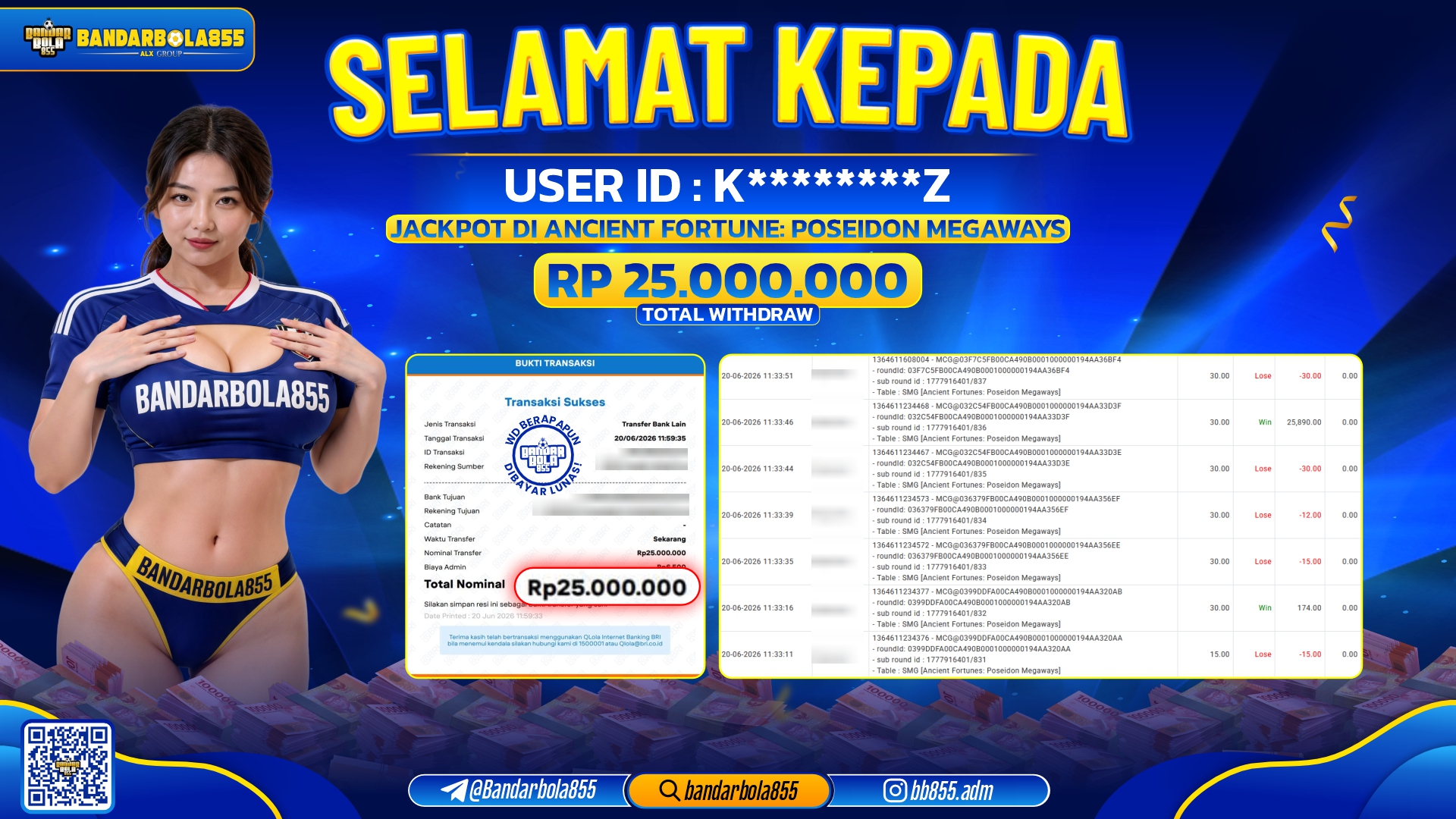 JACKPOT BANDARBOLA855 DI ANCIENT FORTUNES POSEIDON MEGAWAYS Rp25.000.000, - LUNAS🎖