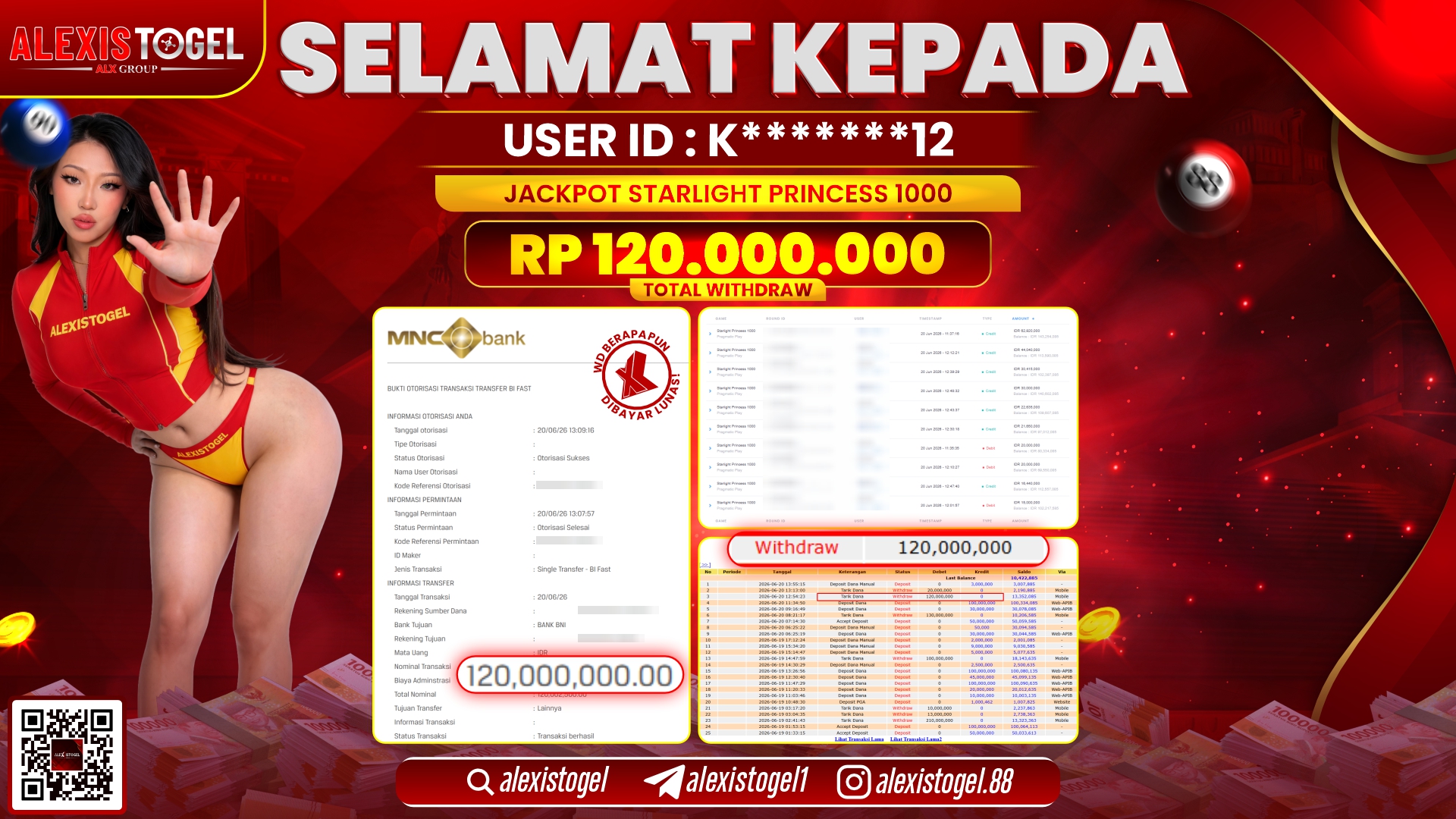 ALEXISTOGEL JACKPOT DI STARLIGHT PRINCESS 1000 RP.120.000.000,- LUNAS