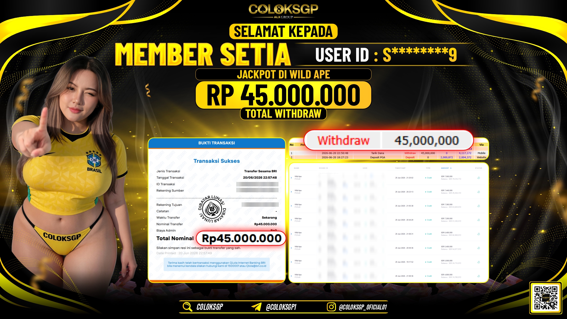 COLOKSGP PGSOFT - WILD APE RP45.000.000,- LUNAS