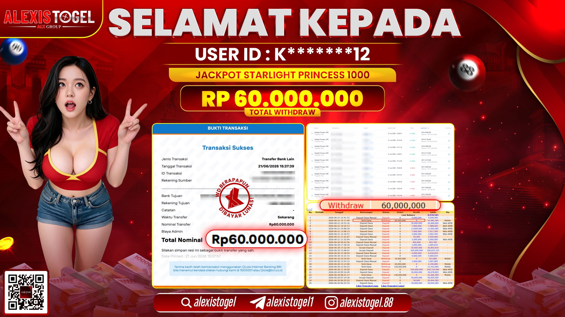 ALEXISTOGEL JACKPOT DI STARLIGHT PRINCESS 1000 RP.60.000.000,- LUNAS