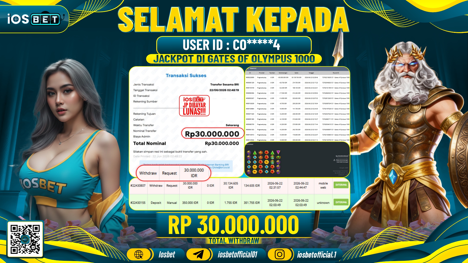 Bukti Pembayaran LUNAS SLOT GAME GACOR Rp.30.000.000,-