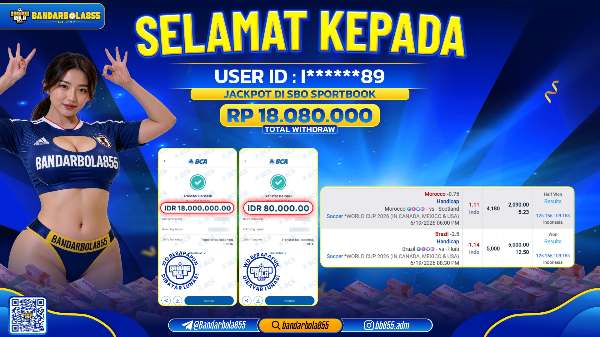 JACKPOT BANDARBOLA855 DI SBO SPORTBOOK Rp18.080.000, - LUNAS🎖