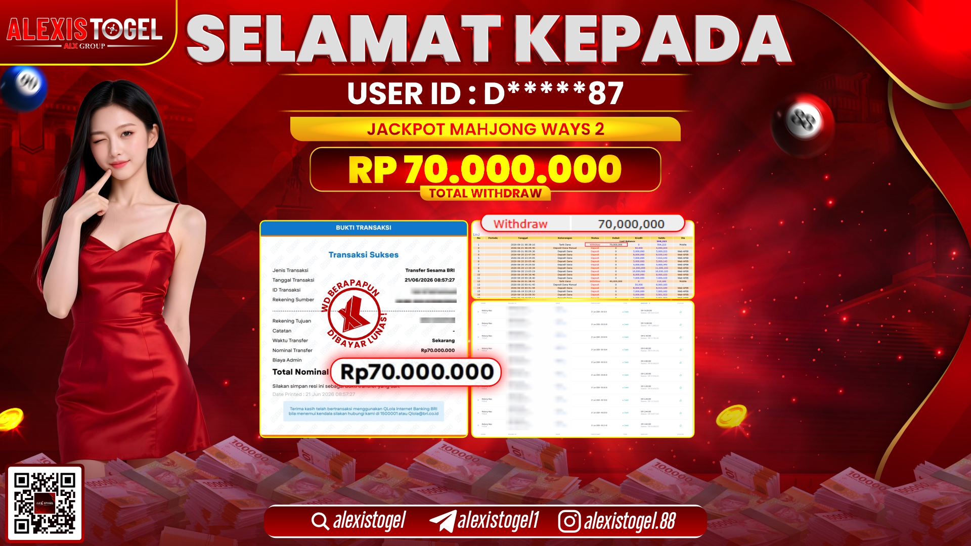 ALEXISTOGEL JACKPOT DI MAHJONG WAYS 2 RP.70.000.000,- LUNAS