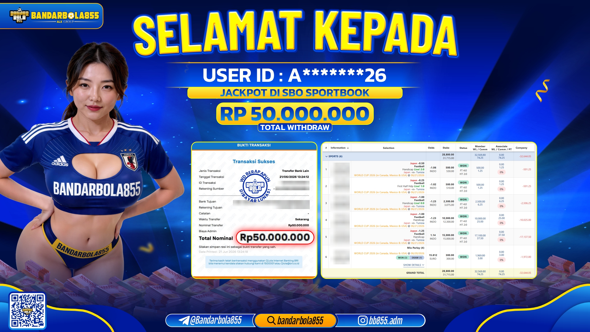 JACKPOT BANDARBOLA855 DI SBO SPORTBOOK Rp50.000.000, - LUNAS🎖