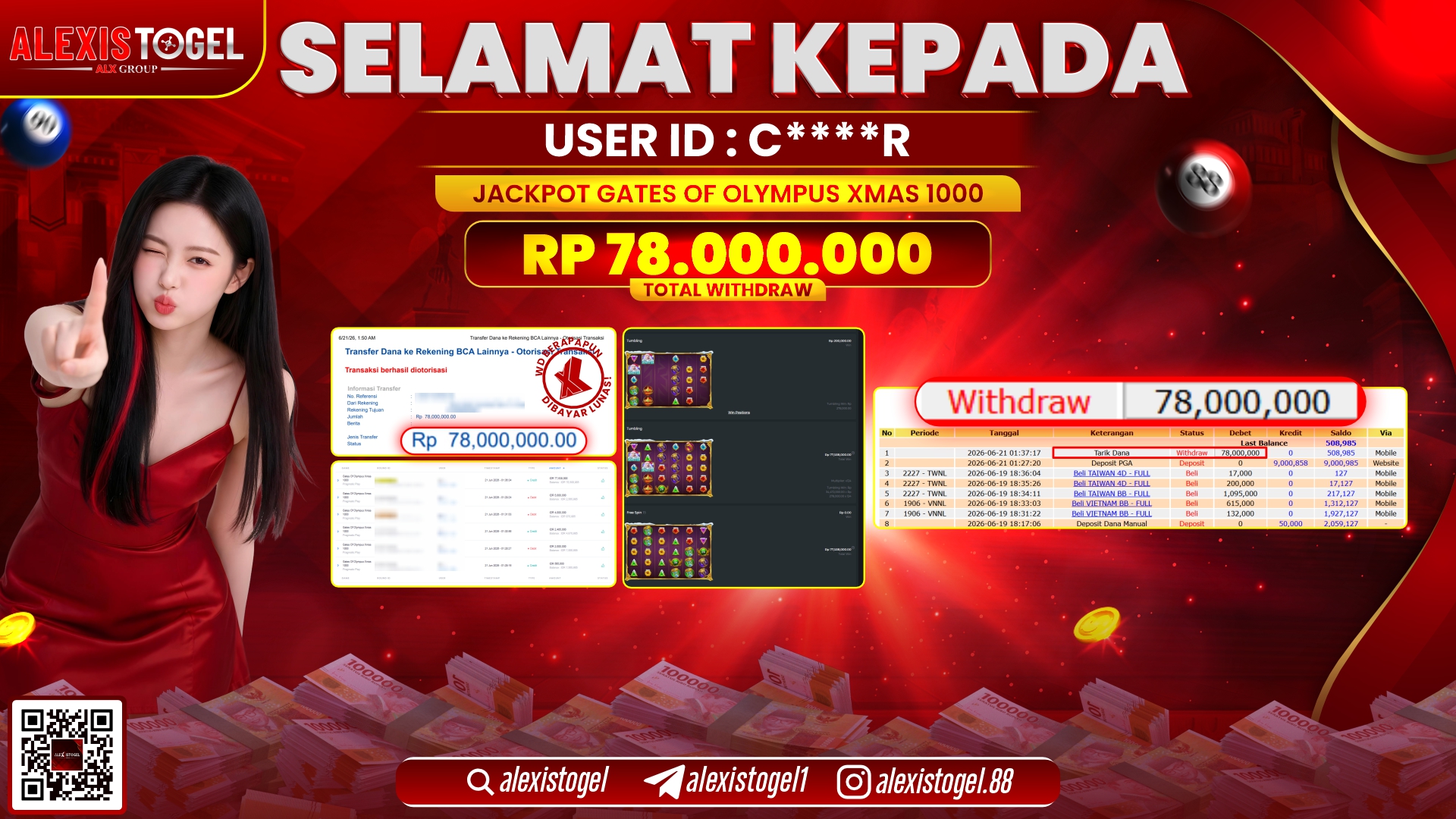 ALEXISTOGEL JACKPOT DI GATES OF OLYMPUS XMAS 1000 RP.78.000.000,- LUNAS