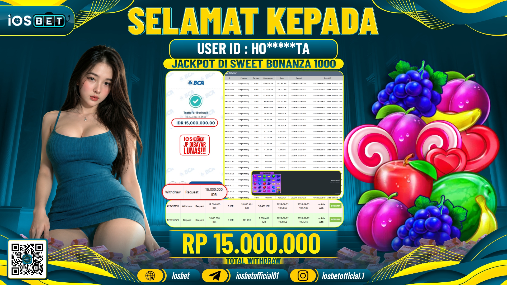 Bukti Pembayaran LUNAS SLOT GAME GACOR Rp.15.000.000,-