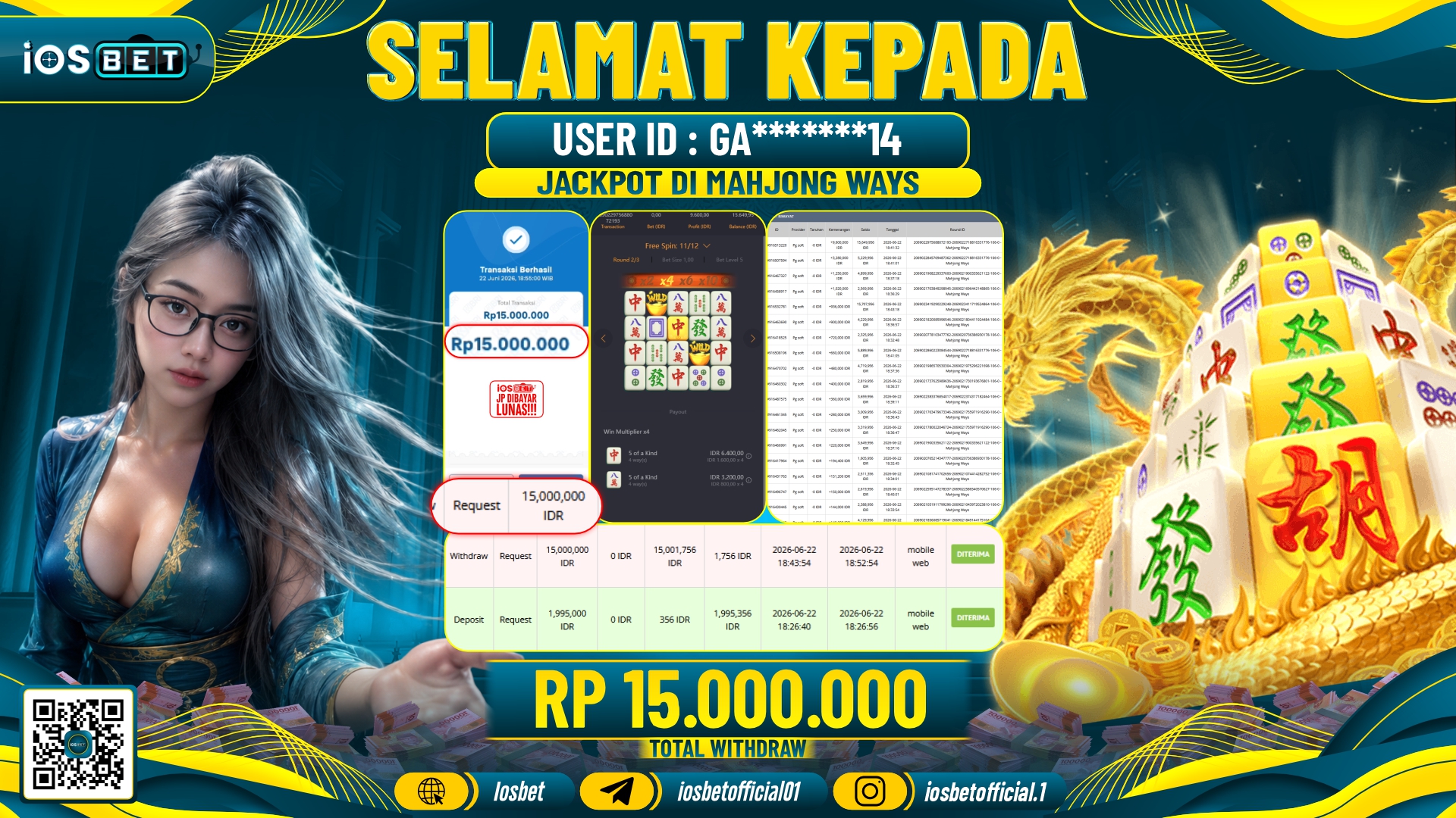 Bukti Pembayaran LUNAS SLOT GAME GACOR Rp.15.000.000,-
