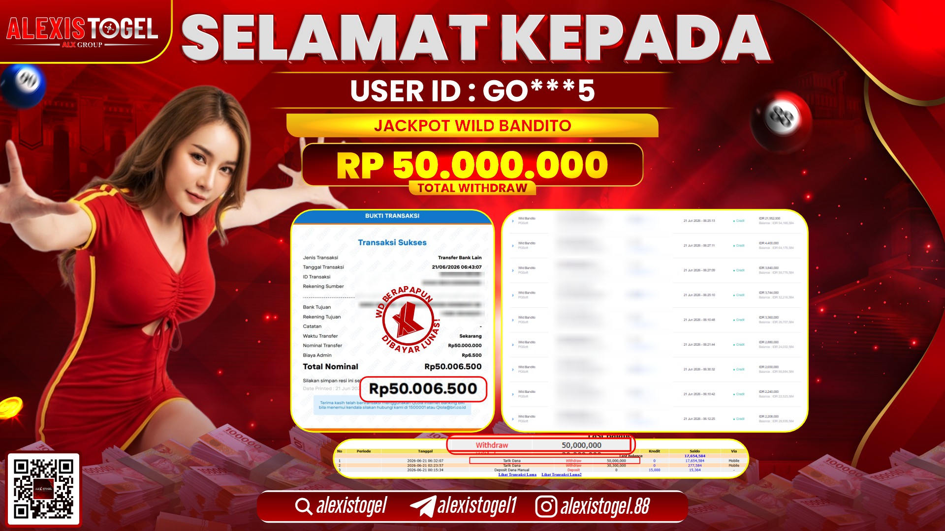 ALEXISTOGEL JACKPOT DI WILD BANDITO RP.50.000.000,- LUNAS