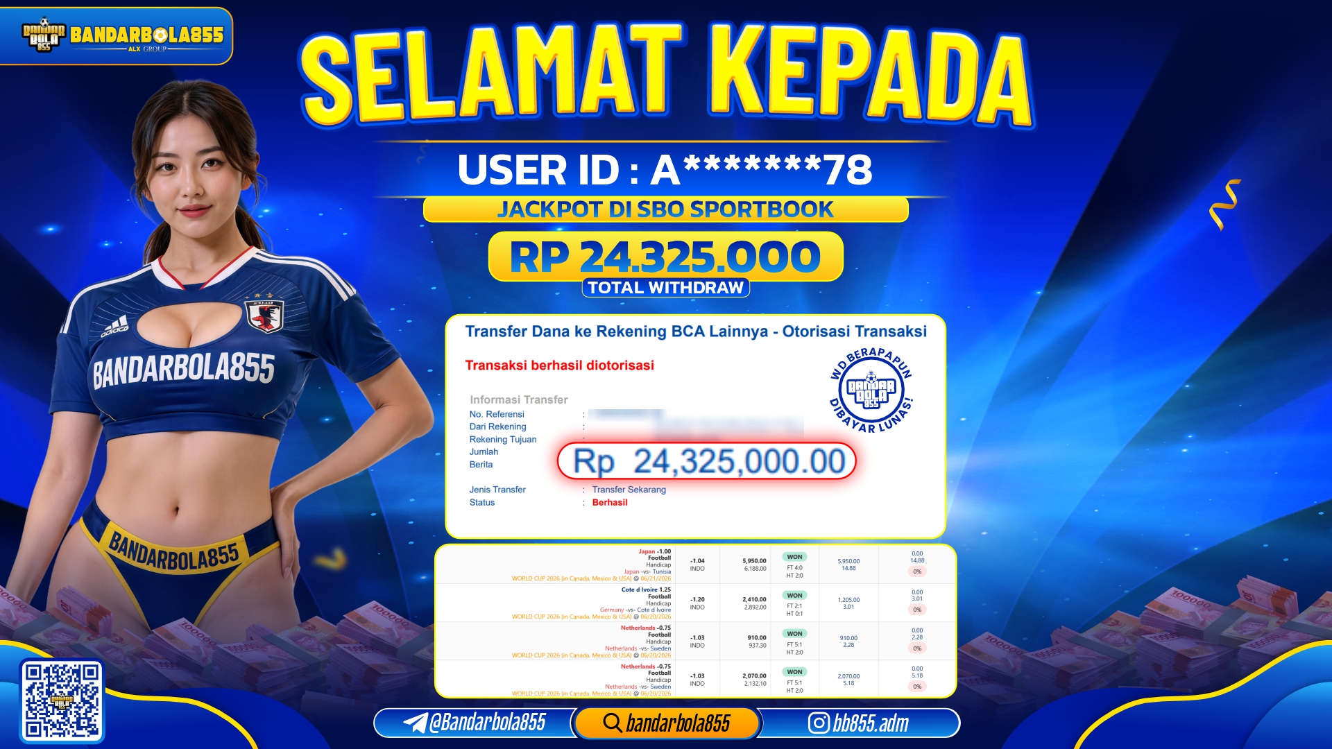JACKPOT BANDARBOLA855 DI SBO SPORTBOOK Rp24.325.000, - LUNAS🎖