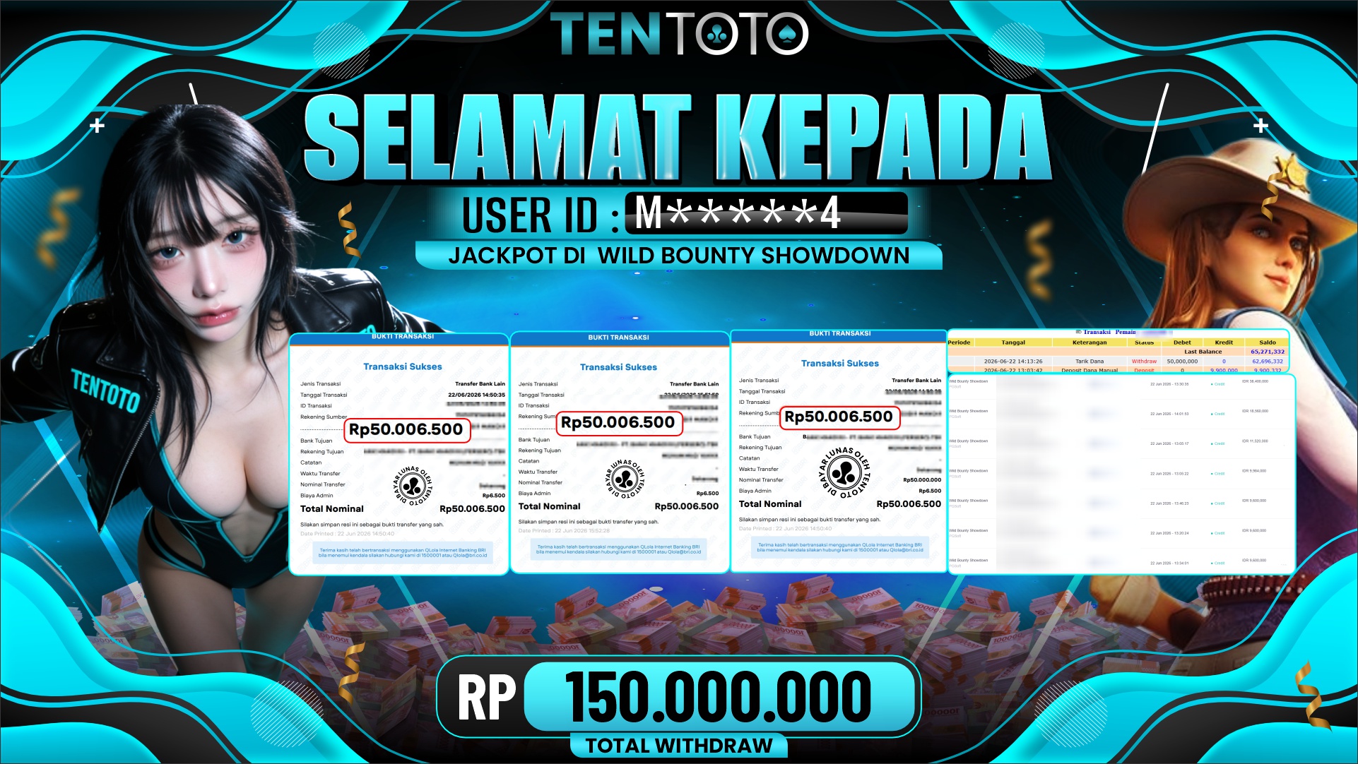 TENTOTO Wild Bounty Showdown Rp. 150.000.000,- LUNAS