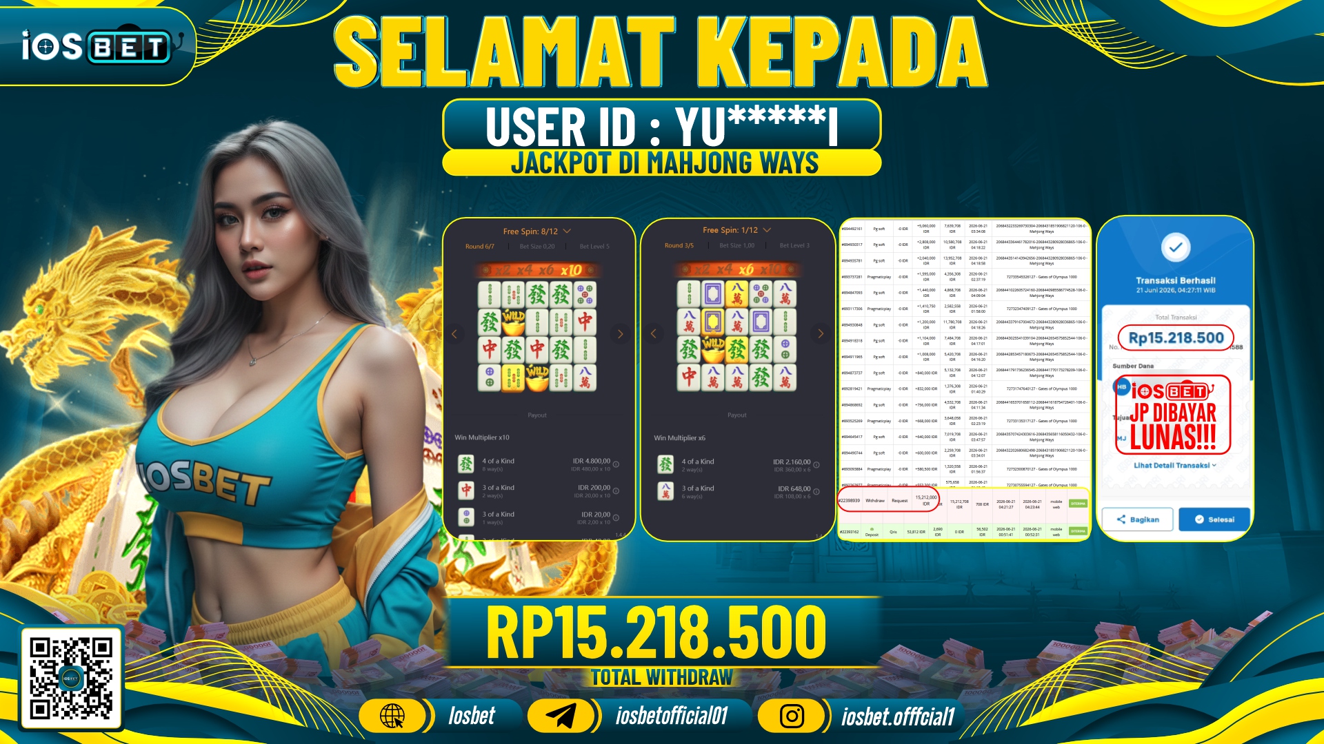 Bukti Pembayaran LUNAS SLOT GAME GACOR Rp.15.218.500,-