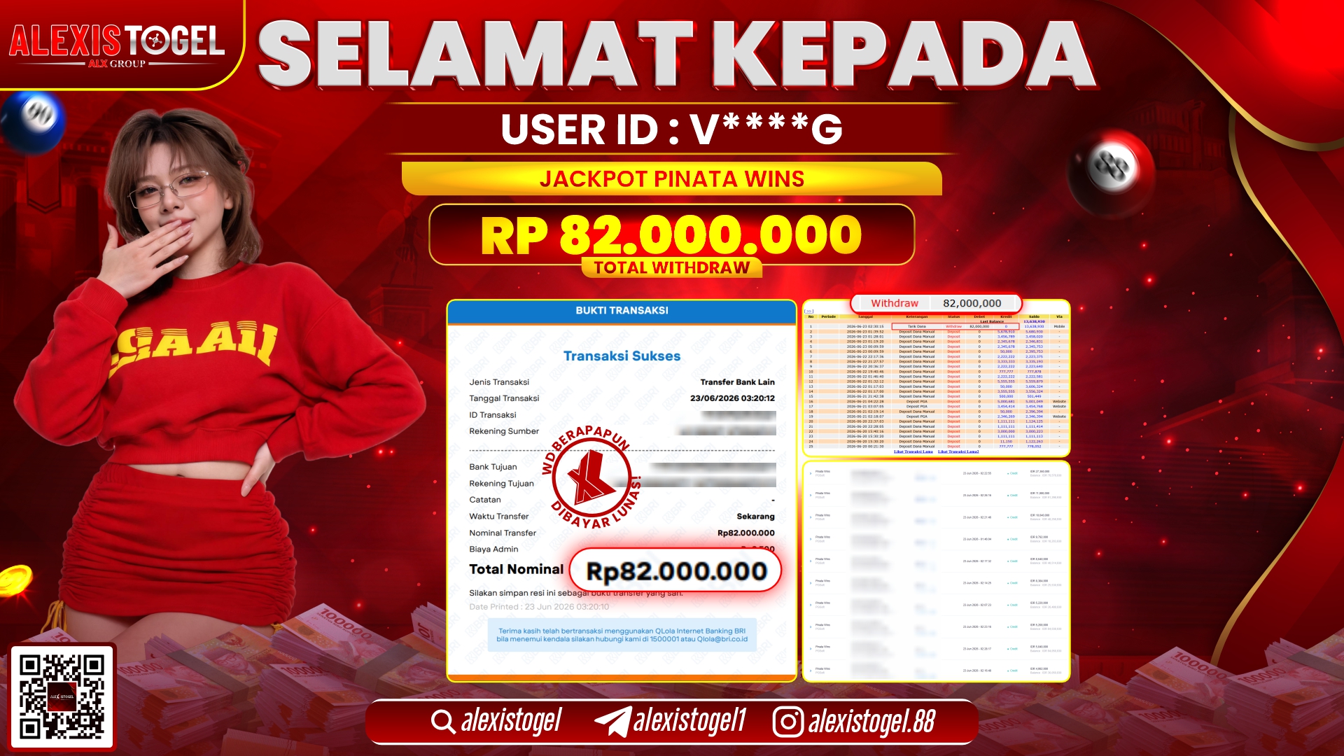 ALEXISTOGEL JACKPOT DI PINATA WINS  RP.82.000.000,- LUNAS