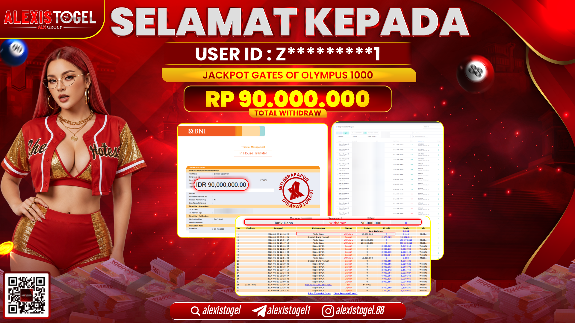 ALEXISTOGEL JACKPOT DI GATES OF OLYMPUS 1000 RP.90.000.000,- LUNAS