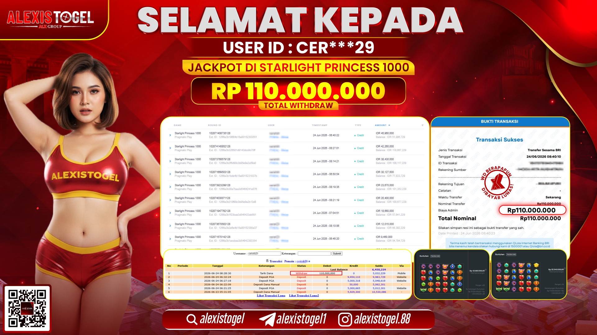 ALEXISTOGEL JACKPOT DI STARLIGHT PRINCESS 1000 RP.110.000.000,- LUNAS