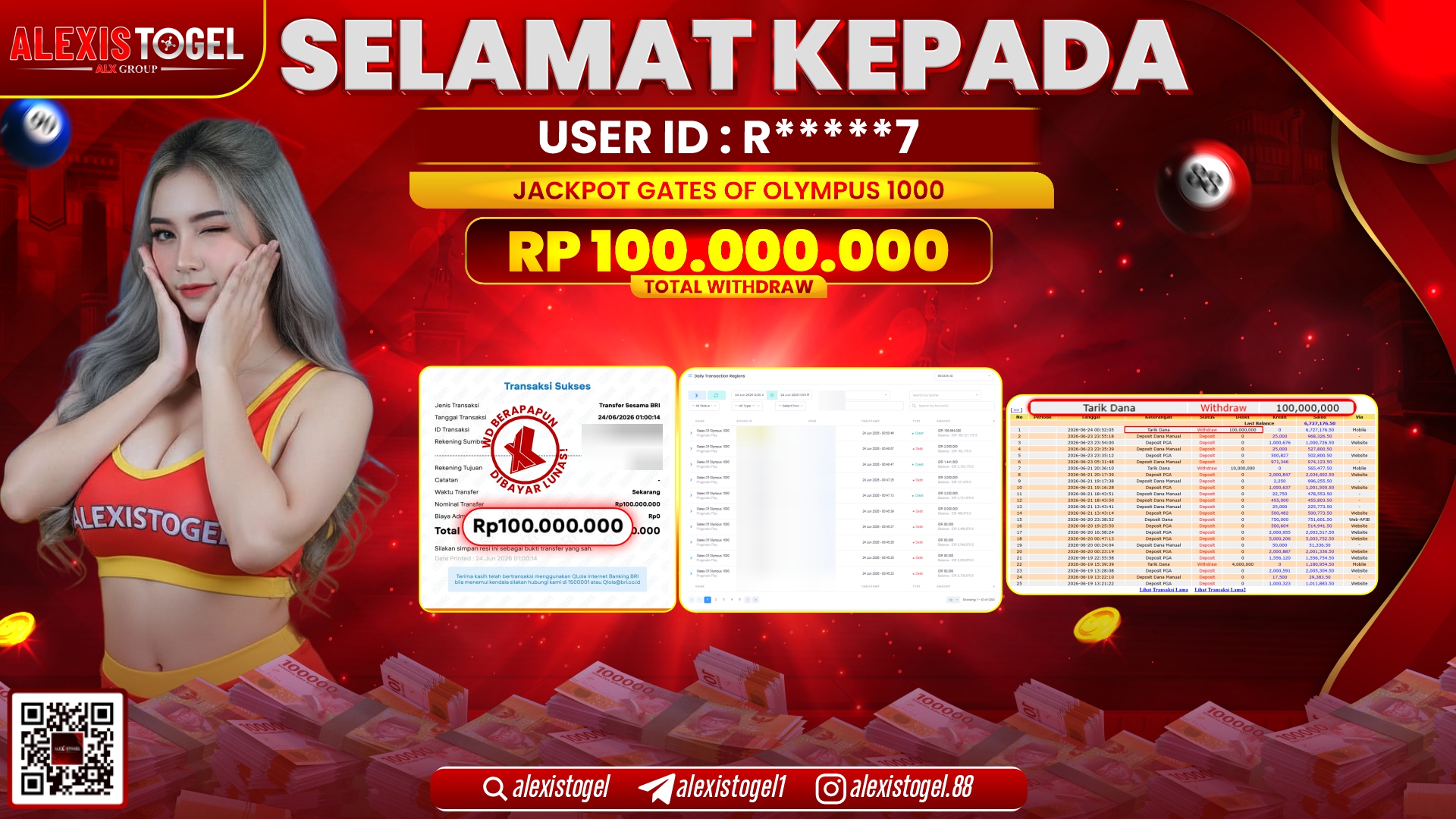 ALEXISTOGEL JACKPOT DI GATES OF OLYMPUS 1000 RP.100.000.000,- LUNAS