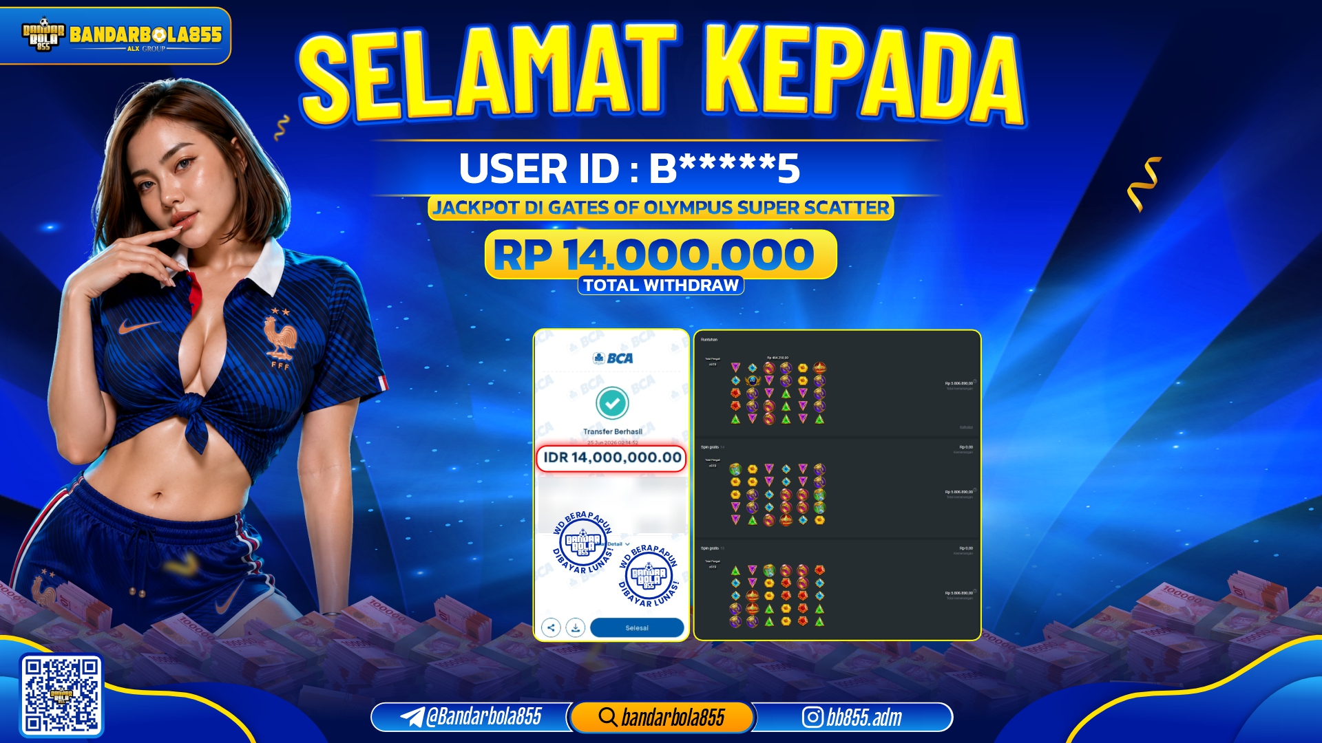 JACKPOT BANDARBOLA855 DI GATES OF OLYMPUS SUPER SCATTER Rp14.000.000, - LUNAS🎖