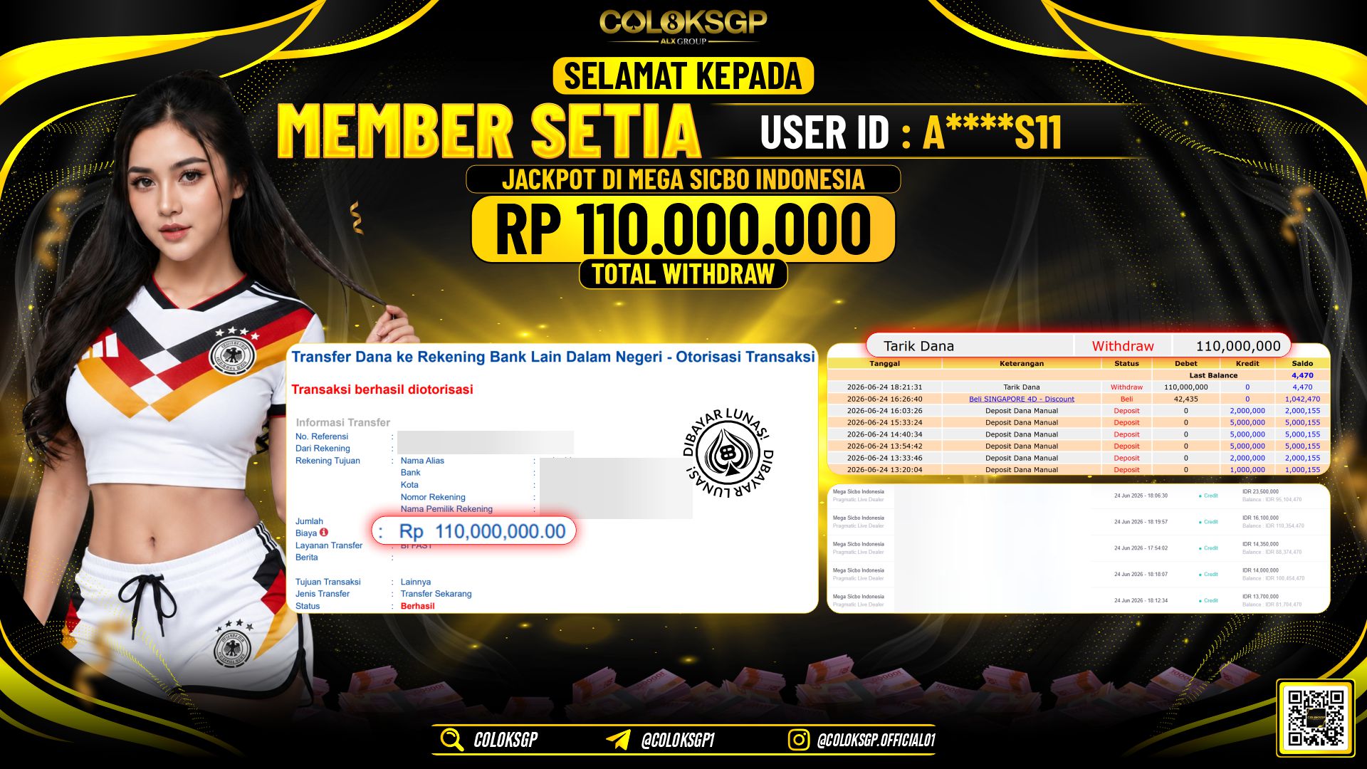 COLOKSGP JACKPOT PRAGMATIC LIVE DEALER - MEGA SICBO INDONESIA RP110.000.000,- LUNAS