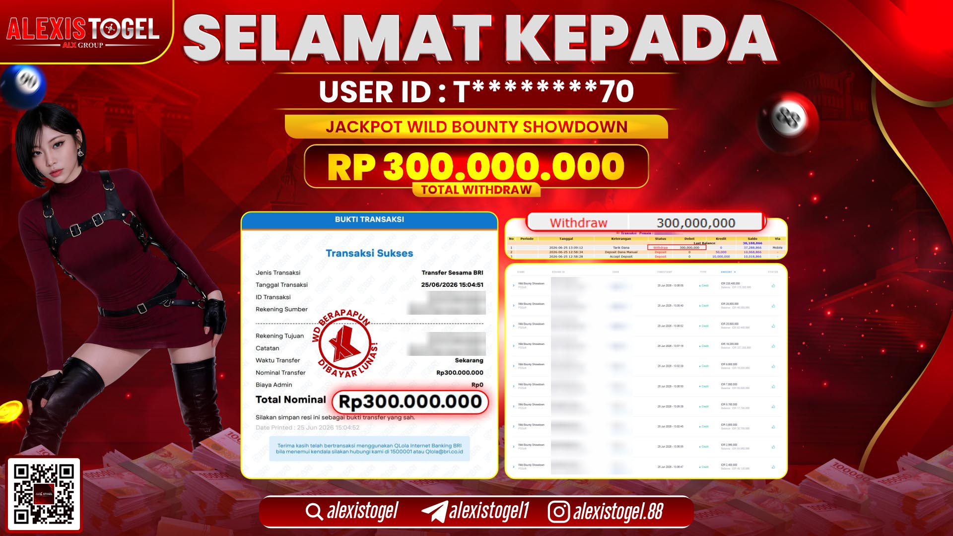 ALEXISTOGEL JACKPOT DI WILD BOUNTY SHOWDOWN RP.300.000.000,- LUNAS