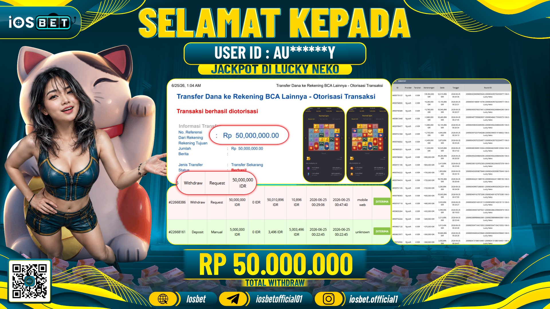 Bukti Pembayaran LUNAS SLOT GAME GACOR Rp.50.000.000,-