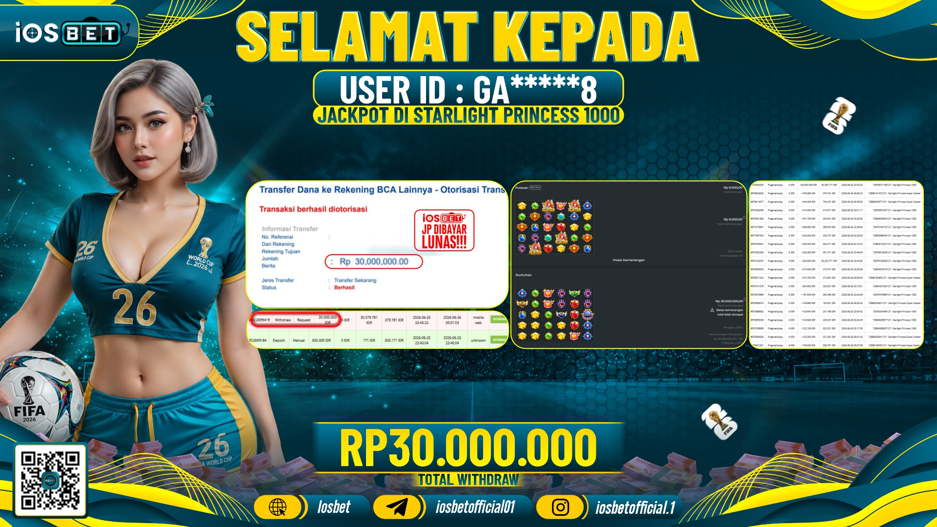 Bukti Pembayaran LUNAS SLOT GAME GACOR Rp.30.000.000,-