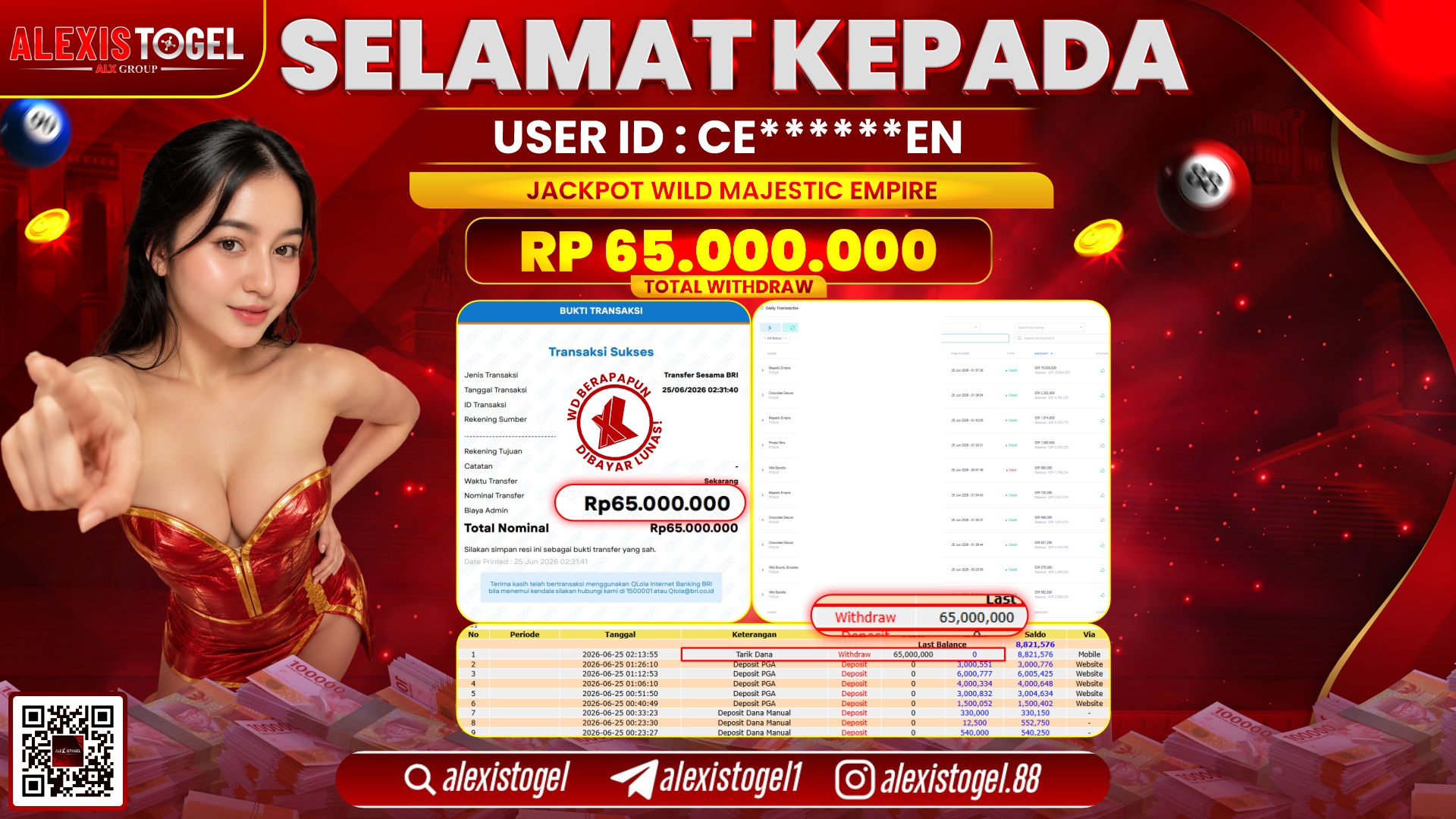 ALEXISTOGEL JACKPOT DI WILD MAJESTIC EMPIRE RP.65.000.000,- LUNAS