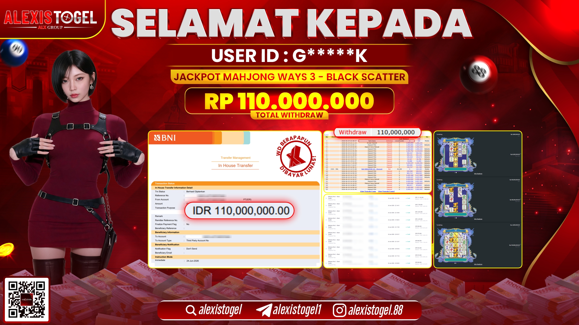 ALEXISTOGEL JACKPOT DI MAHJONG WAYS 3-BLACK SCATTER RP.110.000.000,- LUNAS