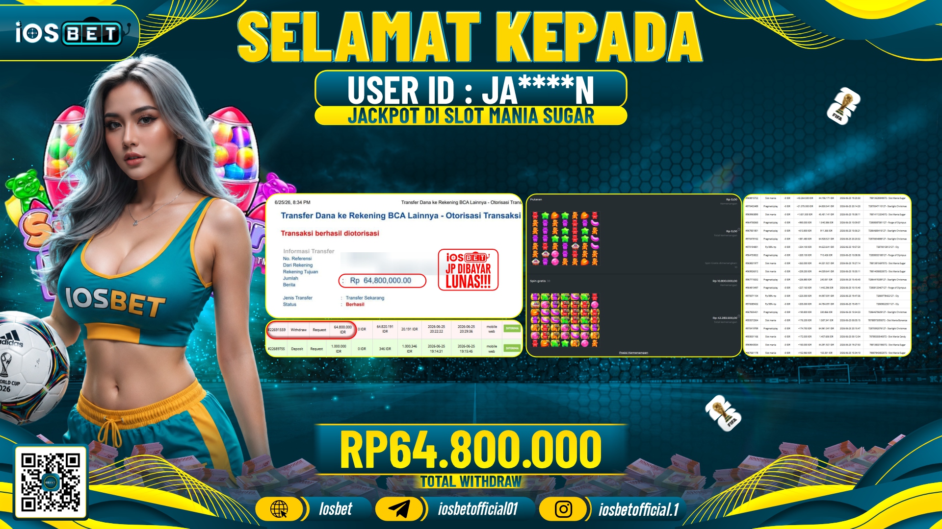 Bukti Pembayaran LUNAS SLOT GAME GACOR Rp.64.800.000,-
