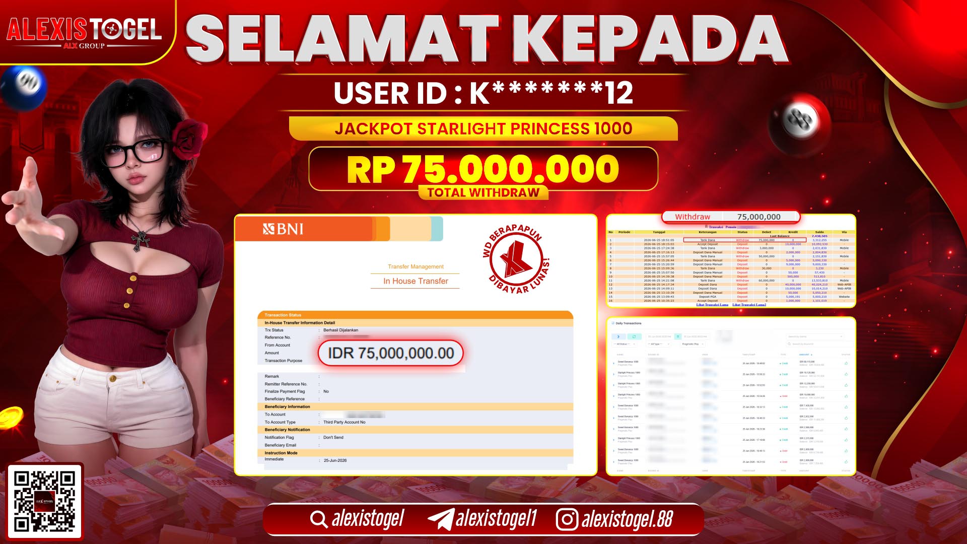 ALEXISTOGEL JACKPOT DI STARLIGHT PRINCESS 1000 RP.75.000.000,- LUNAS