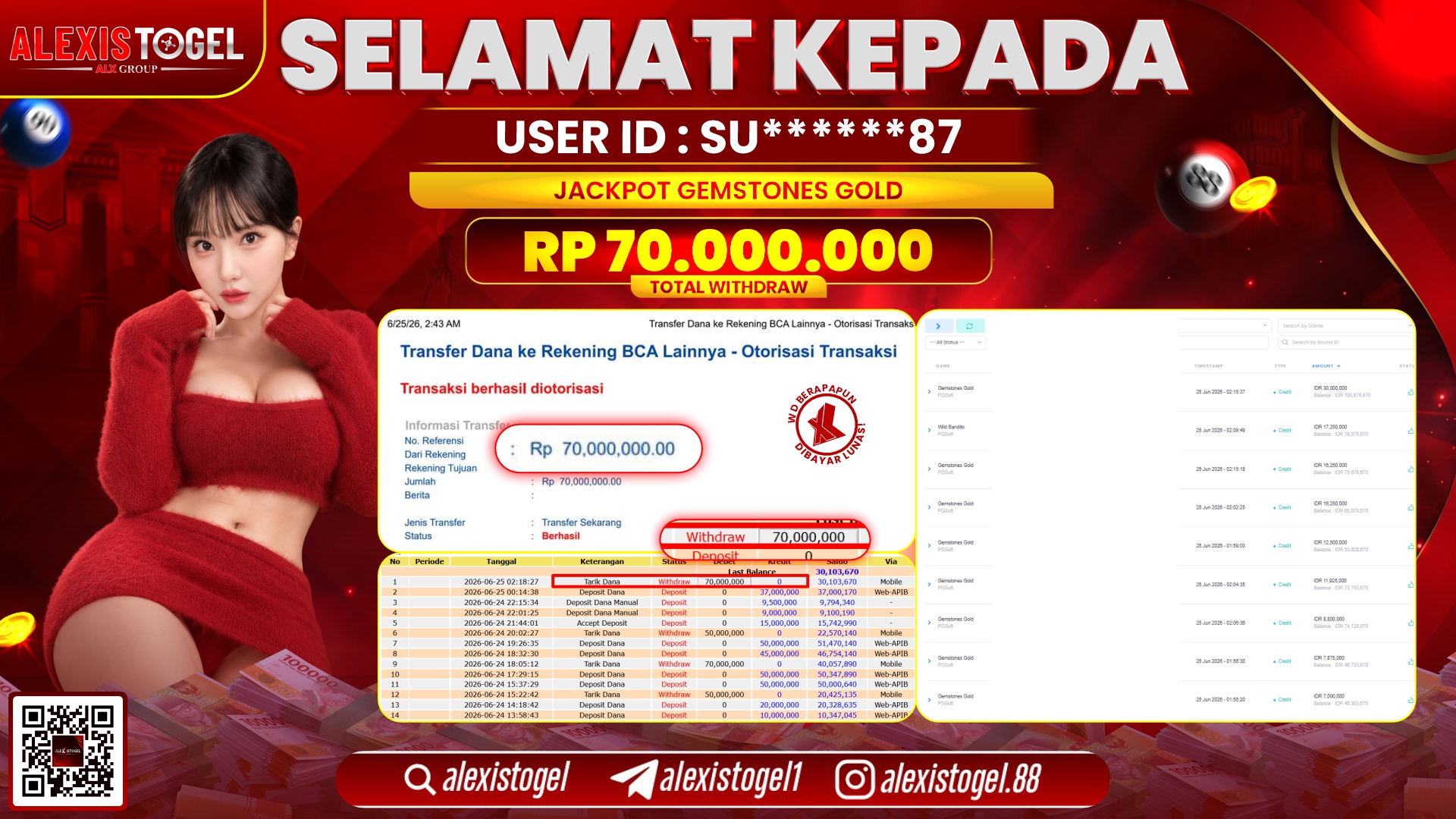 ALEXISTOGEL JACKPOT DI GEMSTONES GOLD RP.70.000.000,- LUNAS