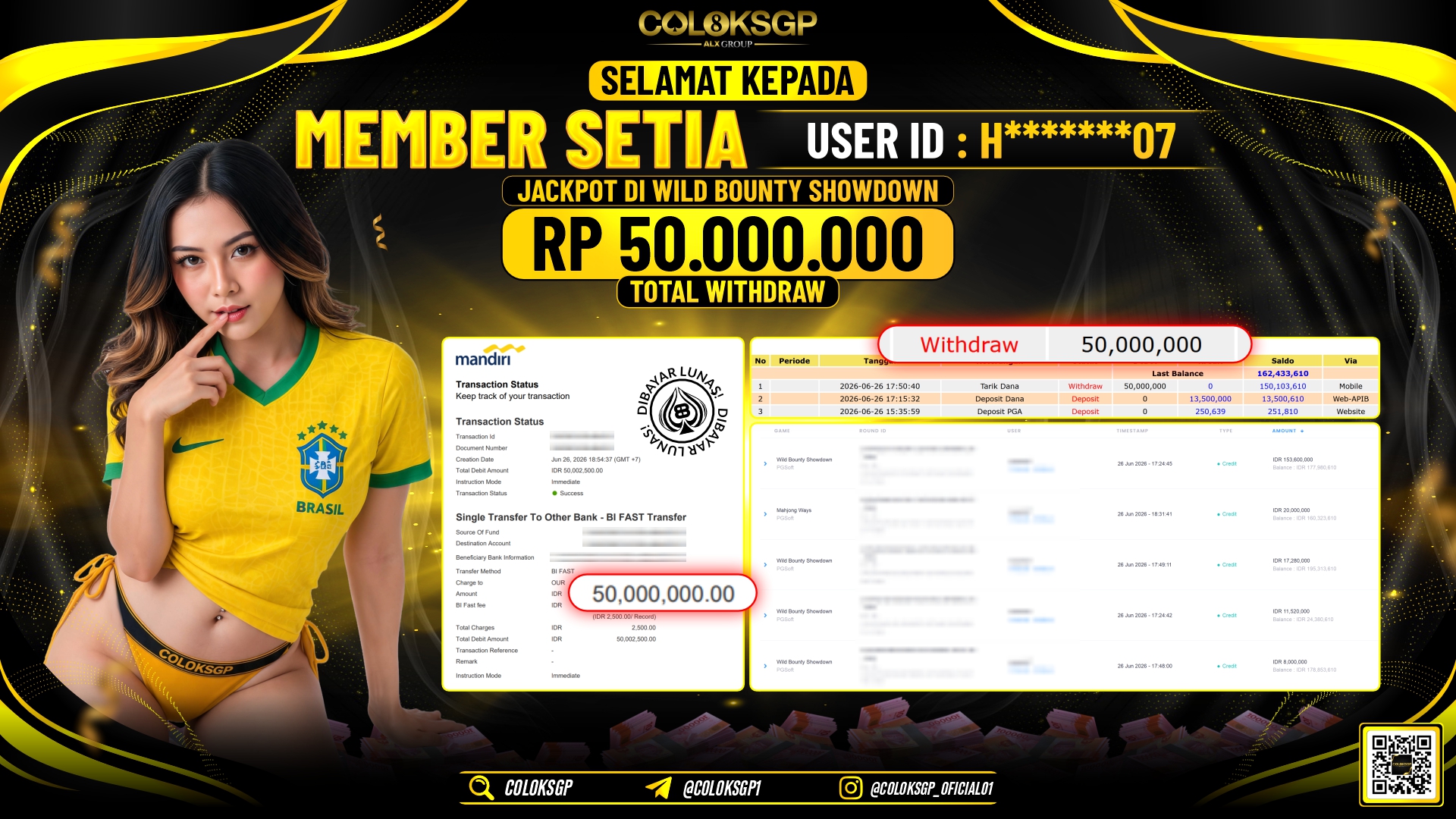 COLOKSGP JACKPOT PGSOFT - WILD BOUNTY SHOWDOWN RP50.000.000,- LUNAS