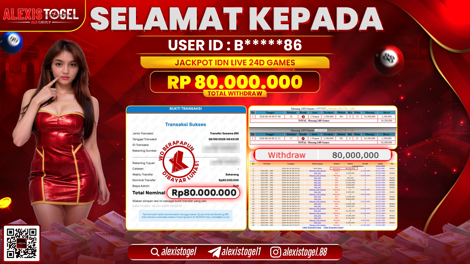 ALEXISTOGEL JACKPOT DI IDN LIVE 24D GAMES RP.80.000.000,- LUNAS