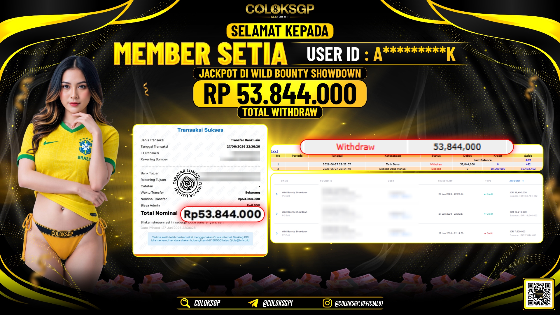 COLOKSGP JACKPOT PGSOFT - WILD BOUNTY SHOWDOWN RP53.844.000,- LUNAS