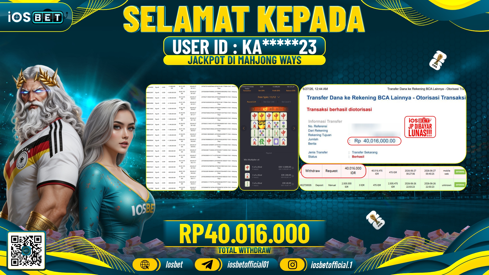 Bukti Pembayaran LUNAS SLOT GAME GACOR Rp.40.016.000,-