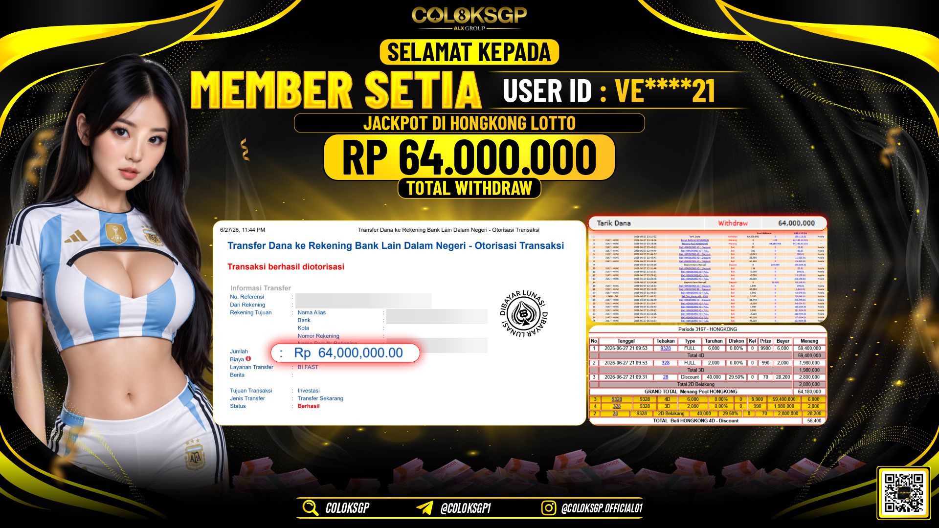 COLOKSGP JACKPOT POLLS - HONGKONG LOTTO RP64.000.000,- LUNAS