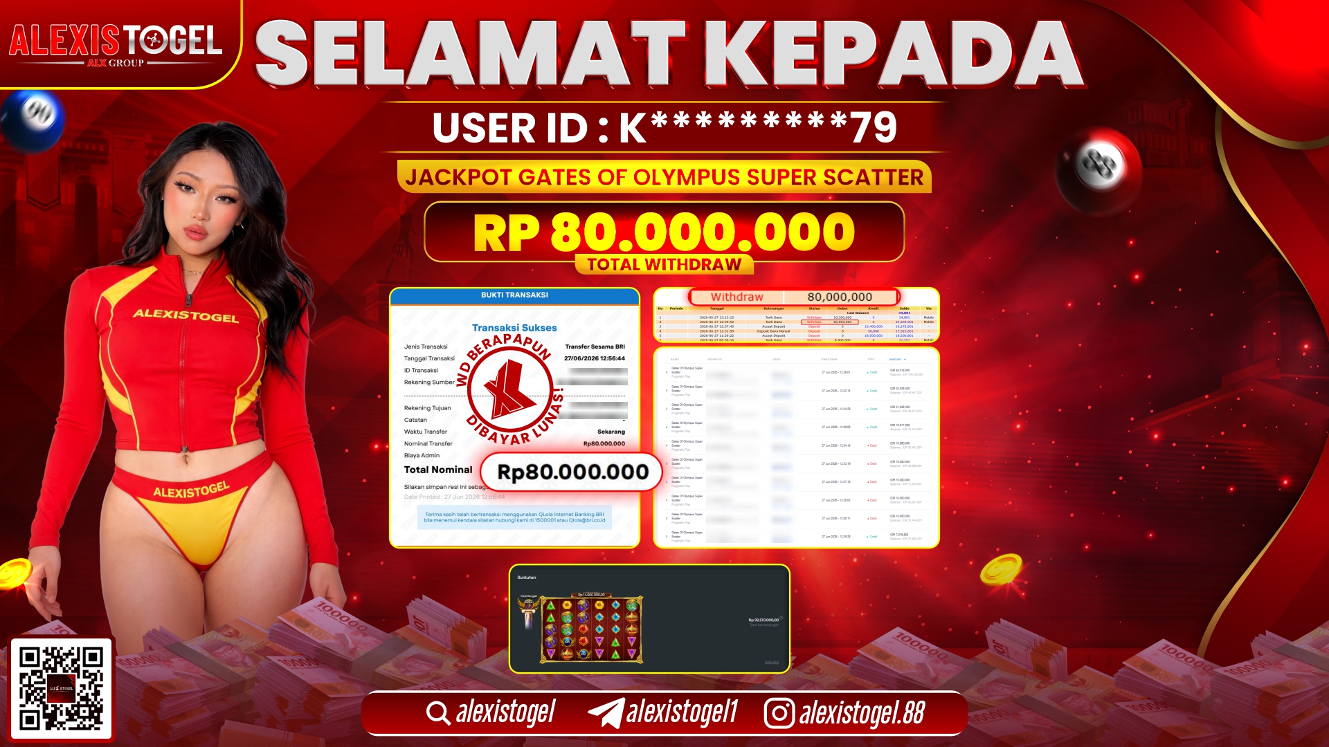 ALEXISTOGEL JACKPOT DI GATES OF OLYMPUS SUPER SCATTER RP.80.000.000,- LUNAS