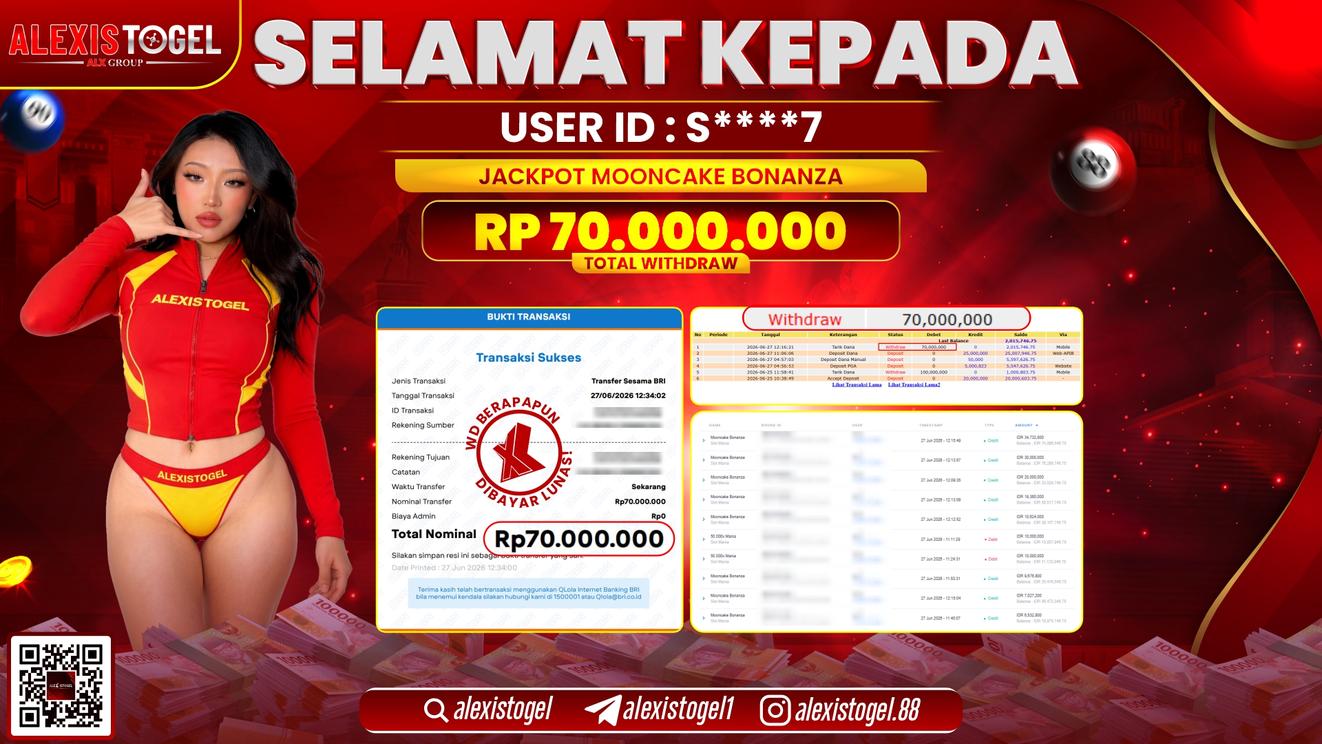 ALEXISTOGEL JACKPOT DI MOONCAKE BONANZA RP.70.000.000,- LUNAS