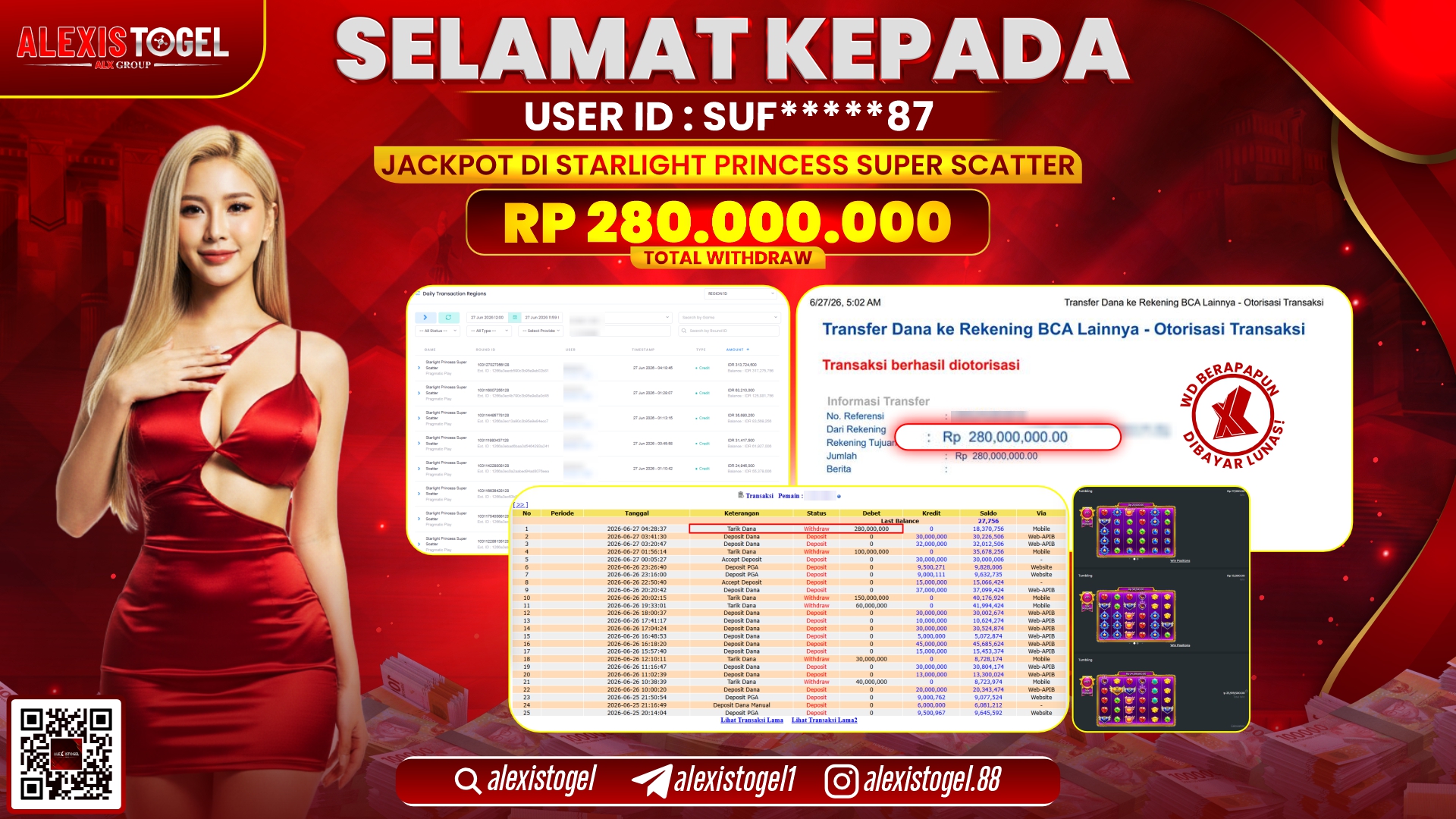 ALEXISTOGEL JACKPOT DI STARLIGHT PRINCESS SUPER SCATTER RP.280.000.000,- LUNAS
