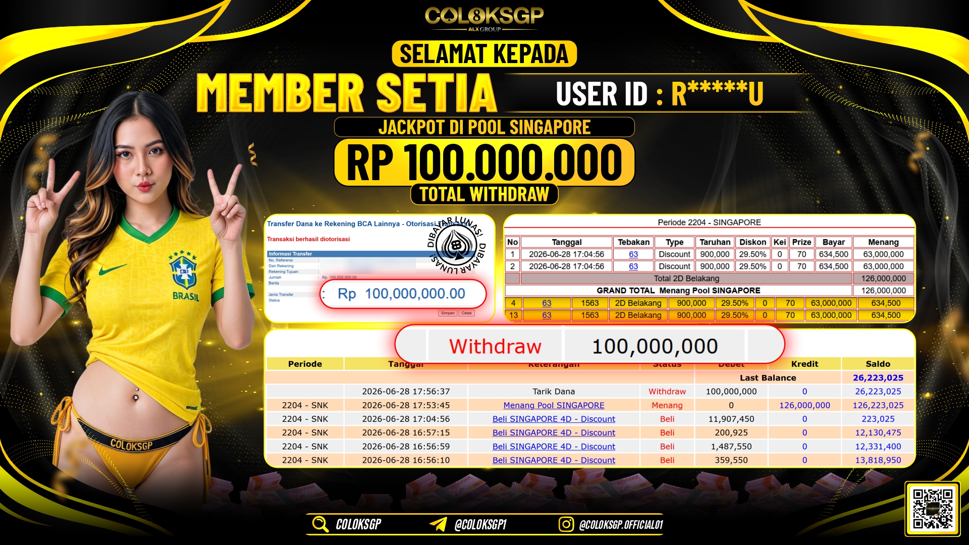 COLOKSGP JACKPOT POLLS - SINGAPORE RP100.000.000,- LUNAS