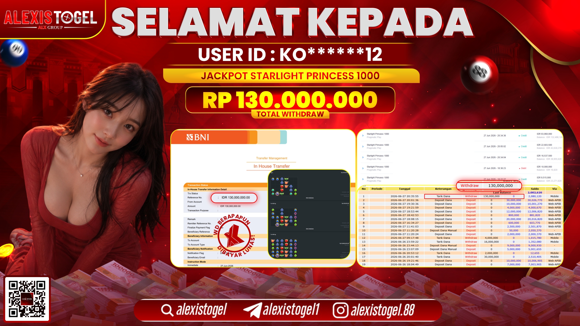ALEXISTOGEL JACKPOT DI STARLIGHT PRINCESS 1000 RP.130.000.000,- LUNAS
