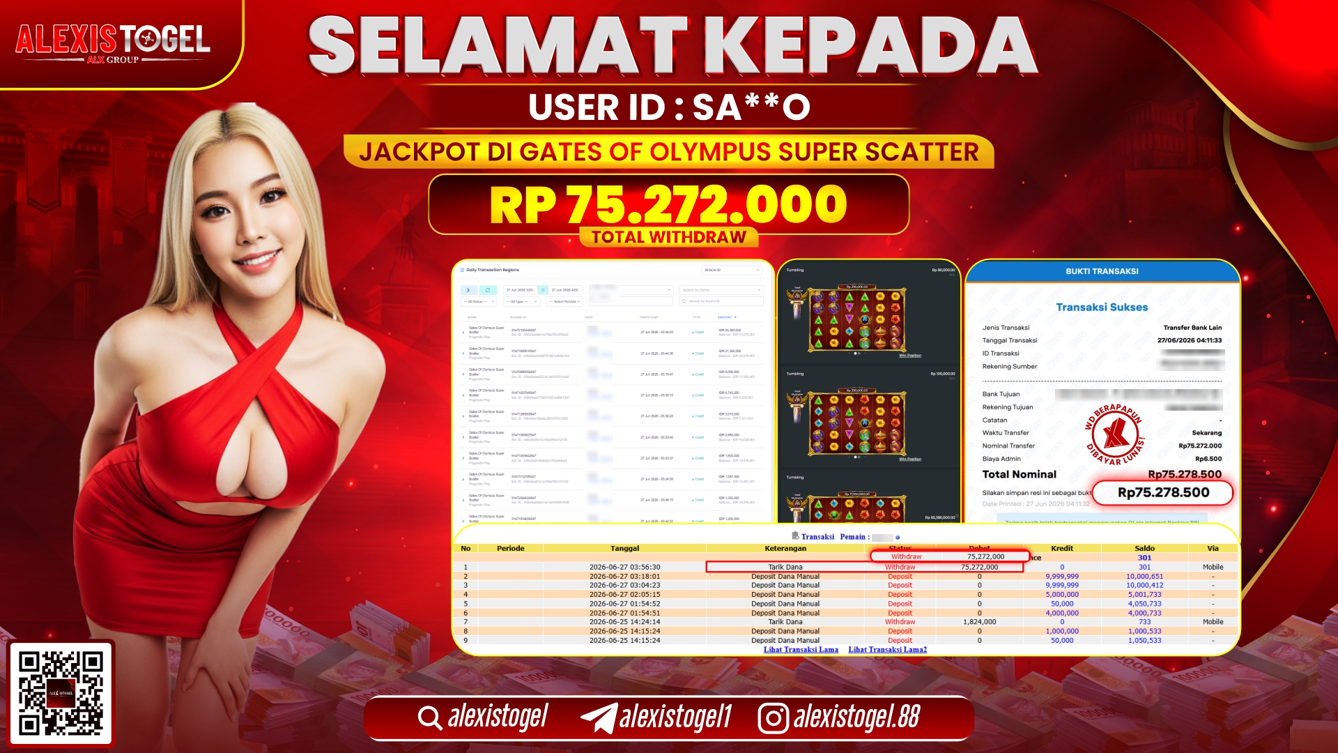 ALEXISTOGEL JACKPOT DI GATES OF OLYMPUS SUPER SCATTER RP.75.272.000,- LUNAS