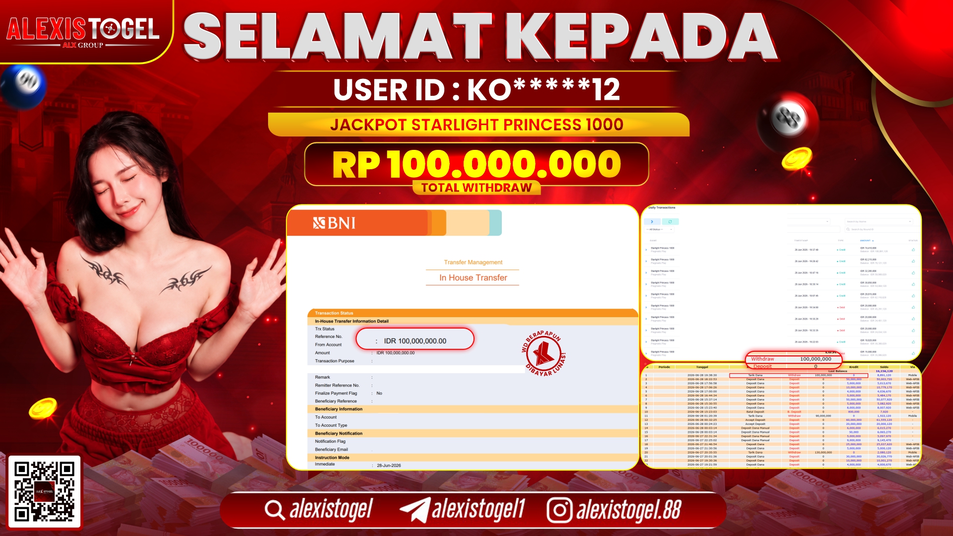 ALEXISTOGEL JACKPOT DI STARLIGHT PRINCESS 1000 RP.100.000.000,- LUNAS