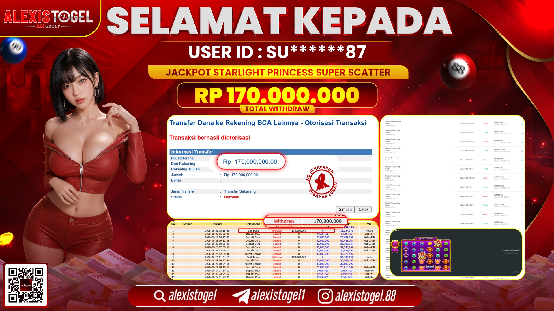 ALEXISTOGEL JACKPOT DI STARLIGHT PRINCESS SUPER SCATTER RP.170.000.000,- LUNAS