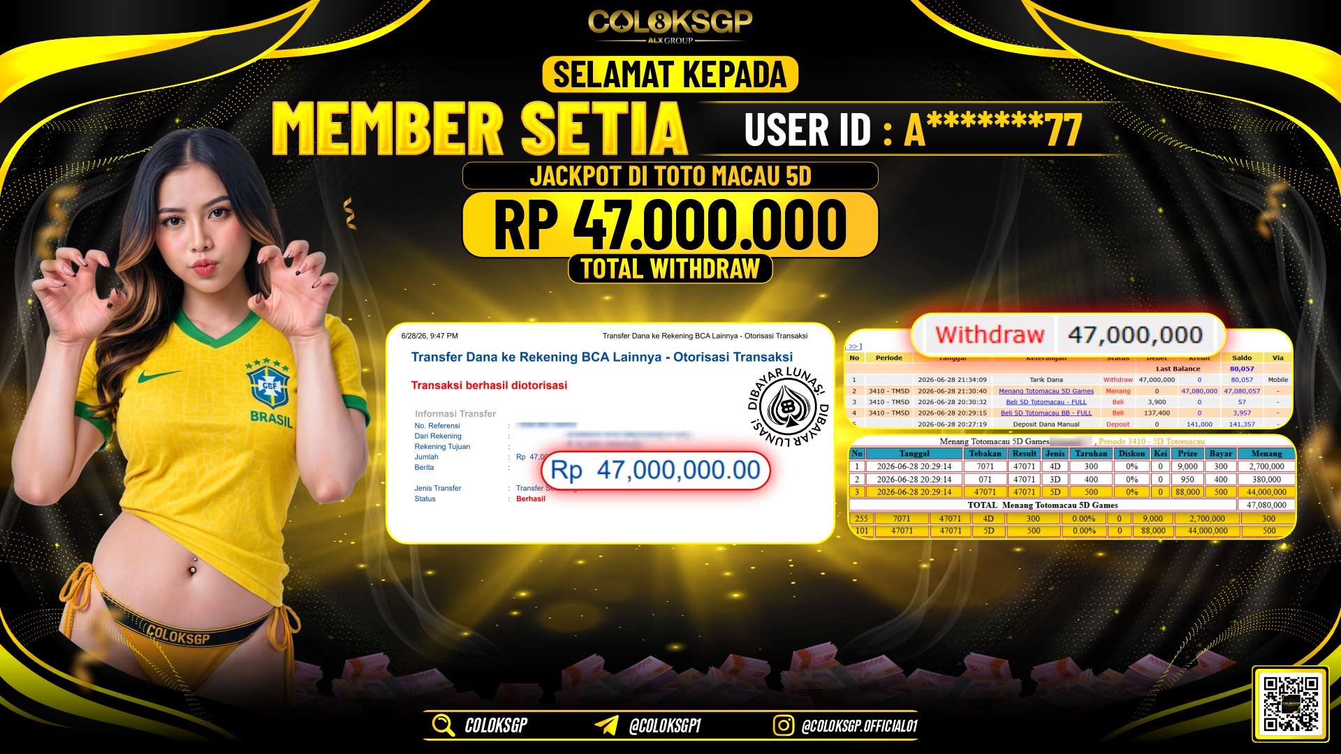 COLOKSGP JACKPOT POLLS - TOTO MACAU 5D RP47.000.000,- LUNAS